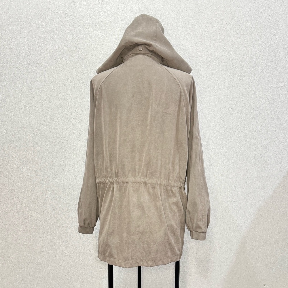 London Fog Jacket Womens‎ Large Taupe Zip and Button Detachable Hood 3496-511 - Picture 7 of 12